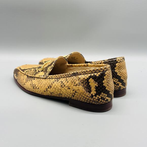 Sam Edelman Shoes Womens 7 Tan Brown Leather Bit Loafers Snakeskin Print - Picture 6 of 11